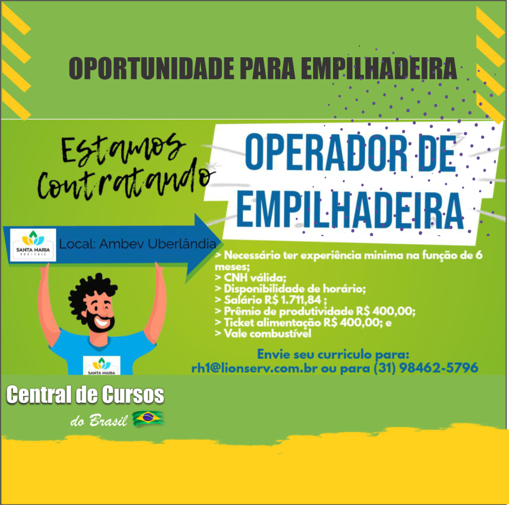Vaga de empilhadeira em Uberlândia