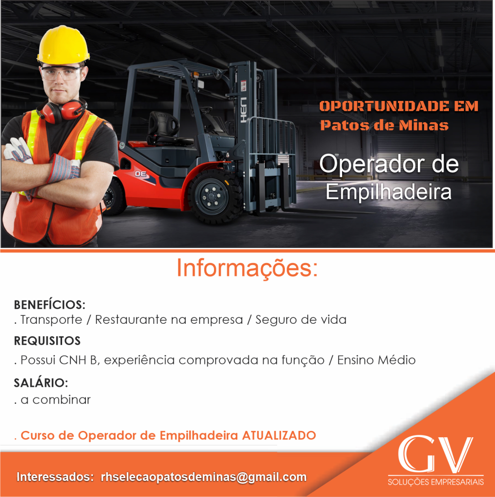 Vaga de emprego Empilhadeira
