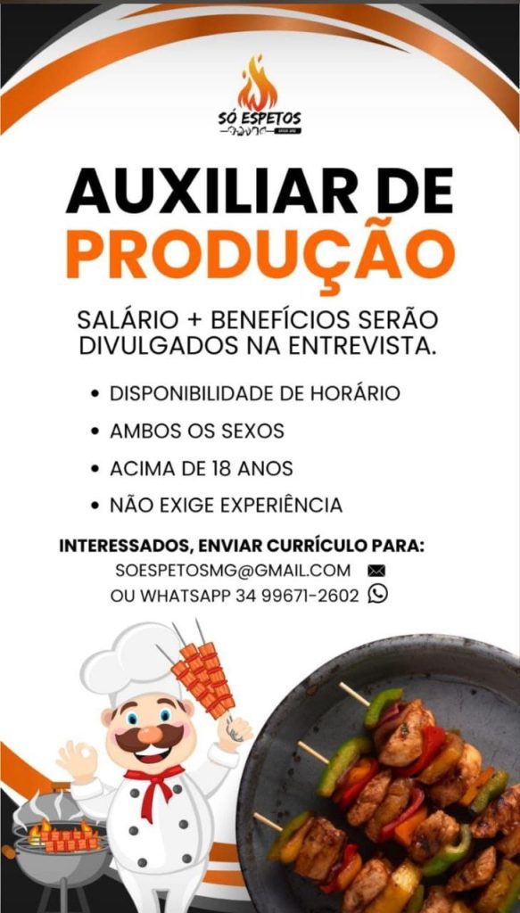Emprego Uberlândia Auxiliar de produção