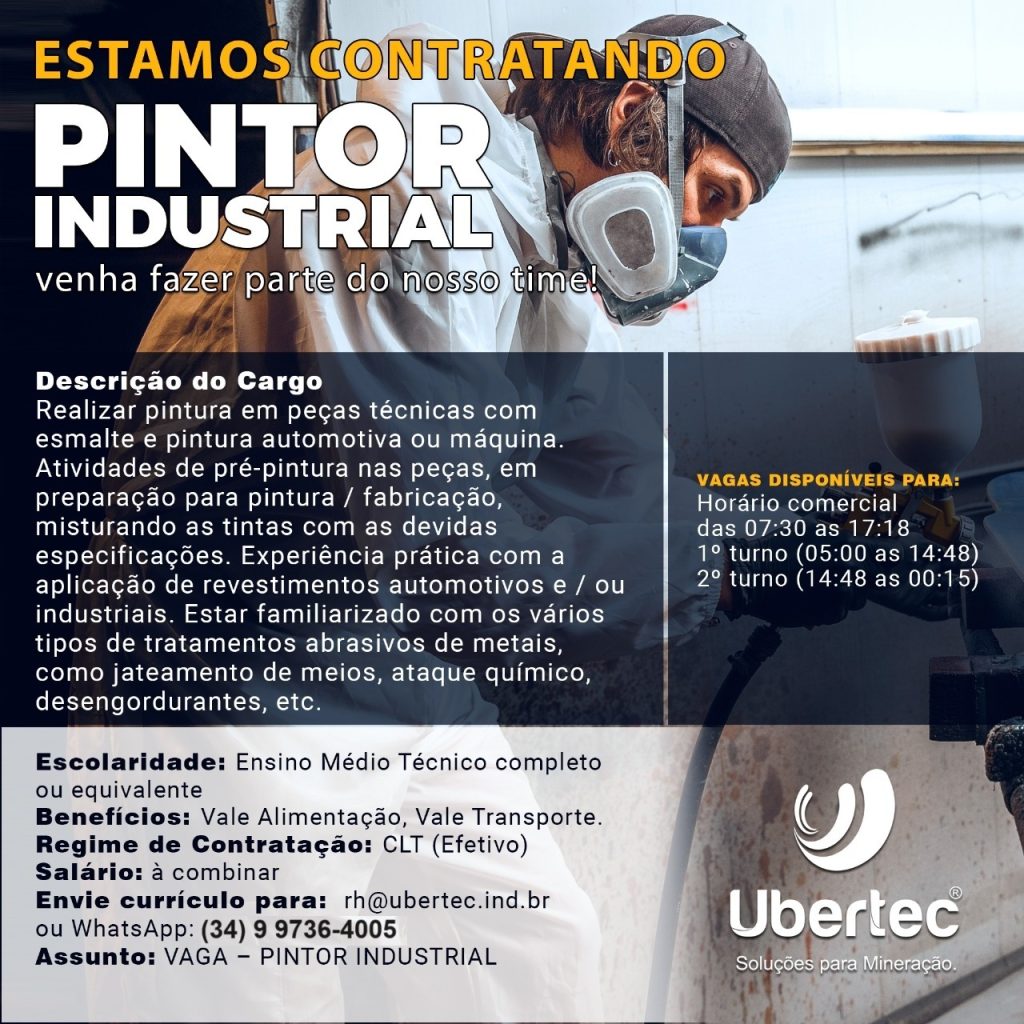 Emprego Uberlândia Pintor industrial