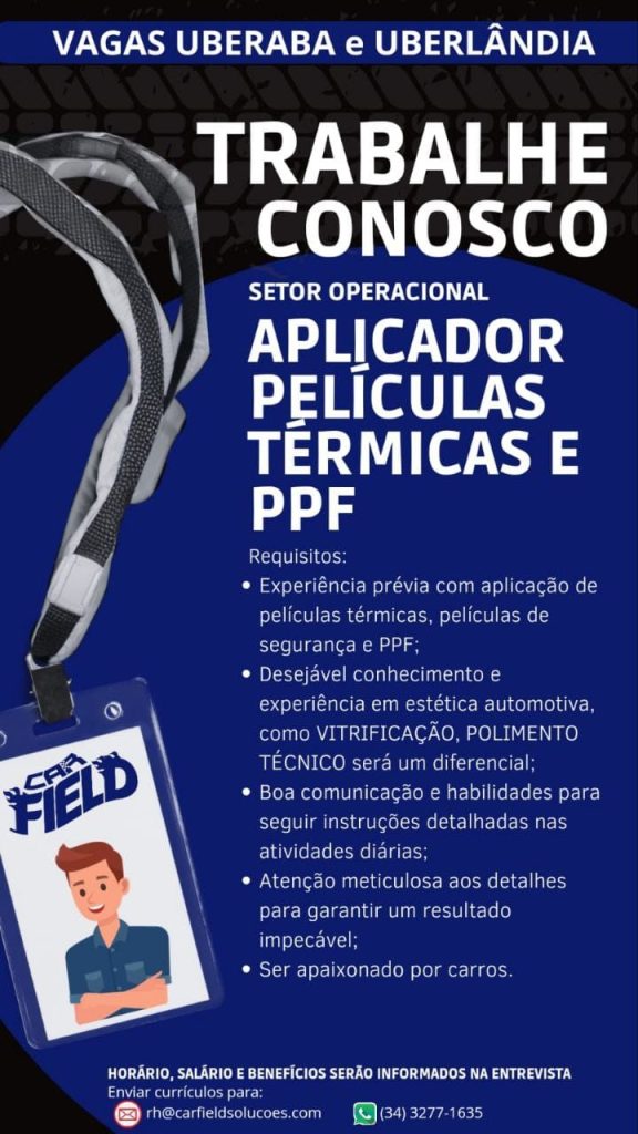 Emprego Uberlândia aplicador de películas térmicas