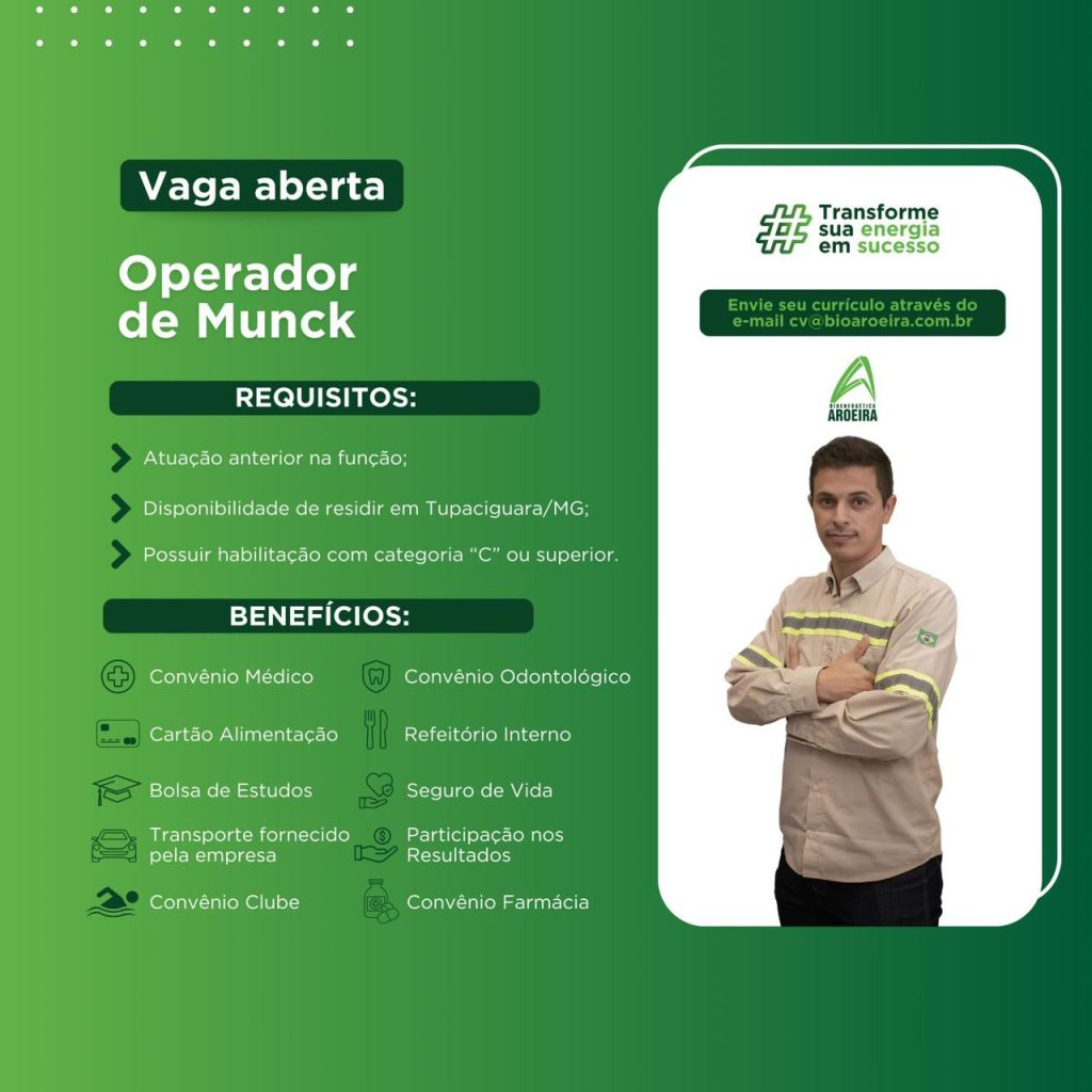 Emprego Uberlândia operador de caminhão munck