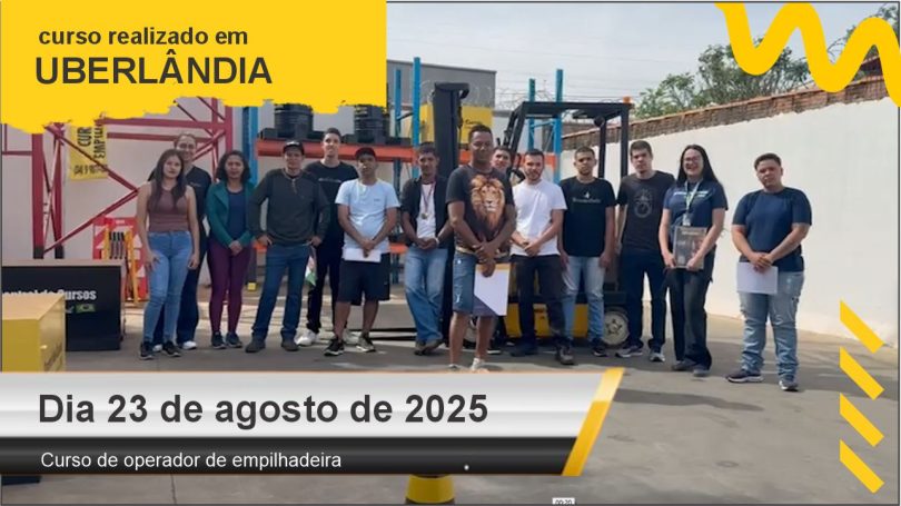 Curso de operador de empilhadeira - Uberlândia - Dia 23 de agosto de 2025
