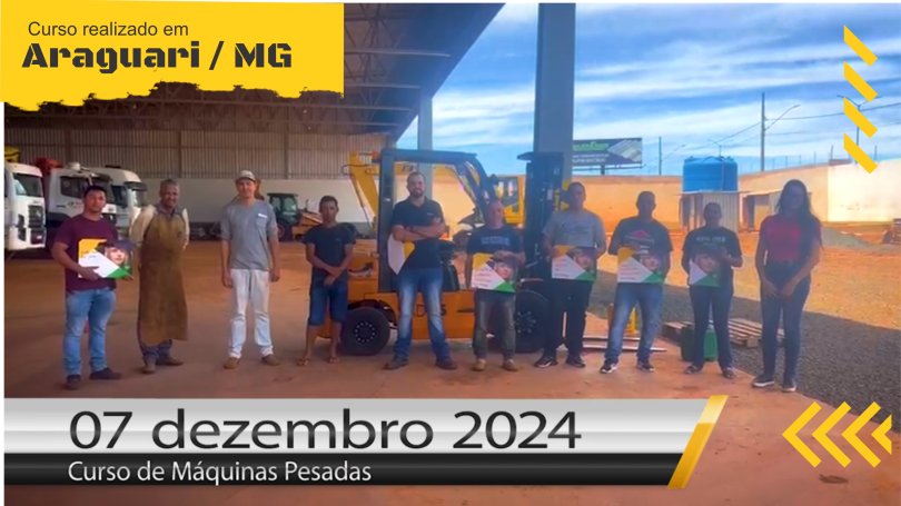 Curso de operador de máquinas Pesadas. Dia 07 de dezembro de 2024